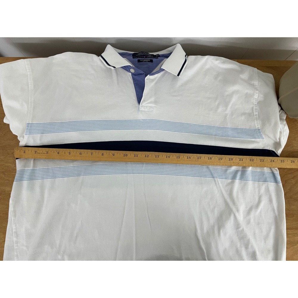 Tommy Hilfiger Mens XXL White Mercerized Cotton Striped Short Sleeve Polo Shirt - Picture 5 of 5